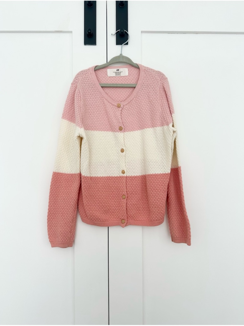 H&M Pink, Cream and Dusty Rose Colorblock Knit Cardigan